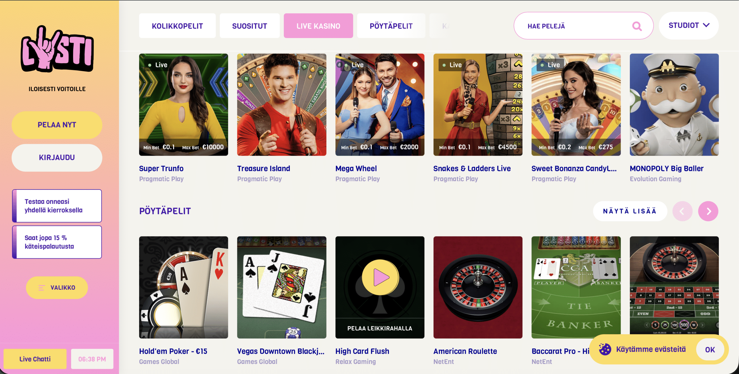 Lysti casino arvostelu